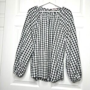 Andree by Unit Gingham Blouse Long Sleeve Checkered Top Casual Size‎ 1X